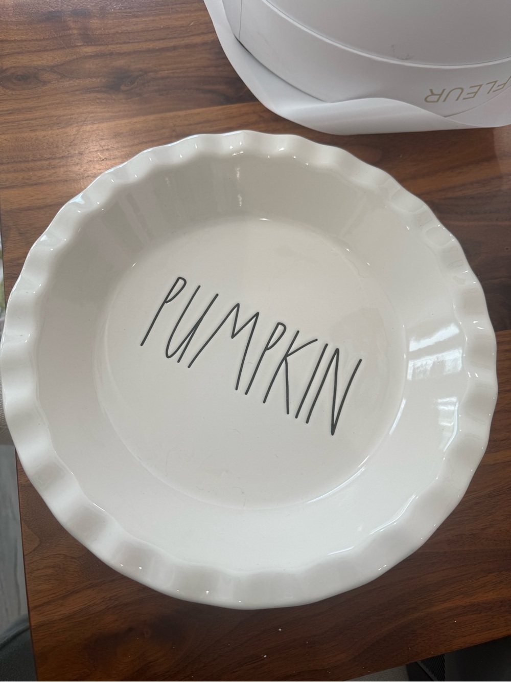 Rae Dunn White Pumpkin Ceramic Pie Dish